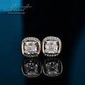 Silver 925 Original Total 2 Ct Brilliant Ascher Cut Diamond Test Past D Color Square Moissanite Stud Earrings Gemstone Jewelry