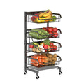 3/4-tiers Kitchen Storage Rack Movable Organizer Storage Shelf for Household Vegetable Basket Rack