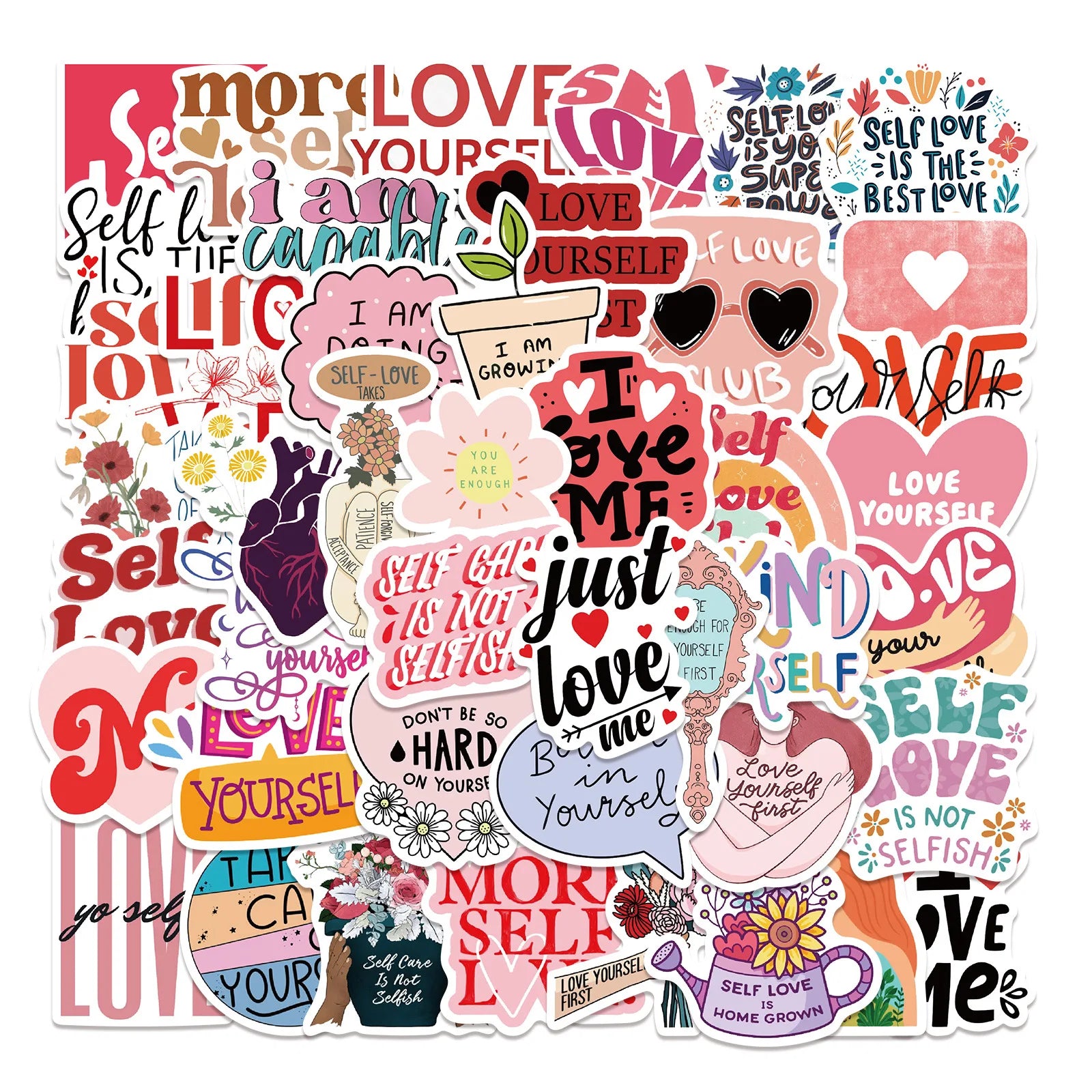 50Pcs Hot Self Love Graffiti Stickers Decorative Label for Luggage Laptop Guitar Notebook Skateboard Vinyl Waterproof Sticker