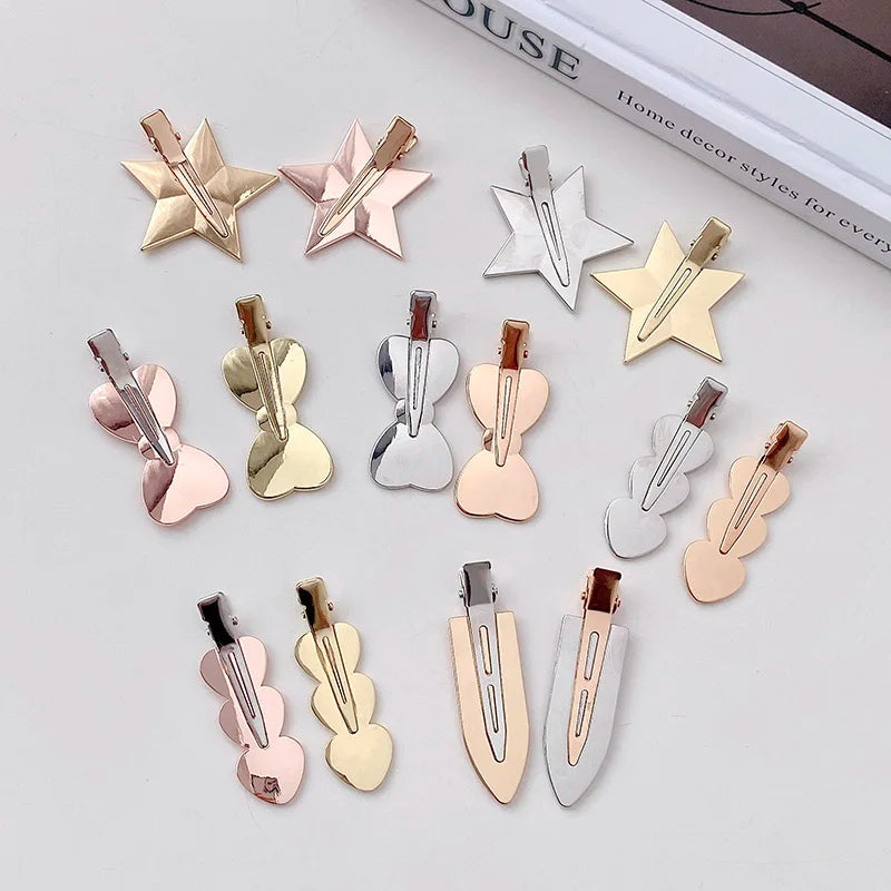 Glitter Small Gold Hair Clip Set Wholesale No Crease Heart Star Bow Hair Clips Metal Hair Accessories for Girls Women
