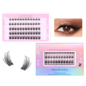 Hot Selling 5 Rows Glue Free Eyelashes 3D Fluffy Style Long Lasting 8-16mm C Curl Pre Glued Cluster Lashes No Glue Needed