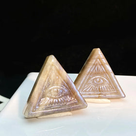Wholesale Natural Blue Moonlight Crystal Decoration Exquisite Triangle Devil's Eye Sculpture with Suspension Box for Room DÃ©cor