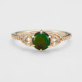 Japanese Minority Vintage Jewelry White Crystal+Ammolite RingS925Silver Plating14KGold