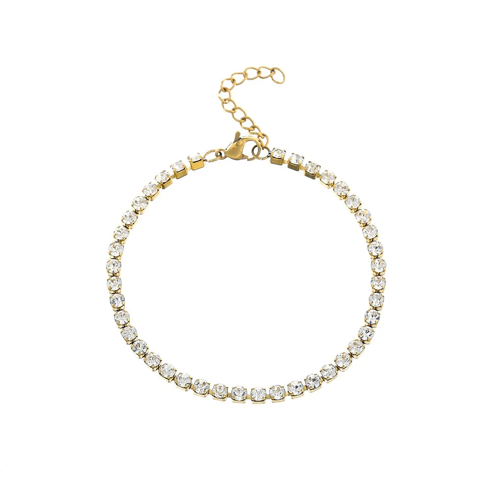 Bling Bling Shining Stainless Steel Crystal Bangle Bracelet with Sparkling Cubic Zirconia