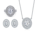 New Arrive Oval Cut Jewelry Sets 925 Sterling Silver Ring Necklace Earrings White Gold Plated Women Jewelry Set