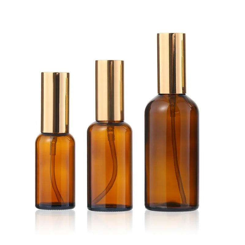 Perfume Glass Spray Bottles 2024 New Arrival Empty Amber 30ml Round Skin Care Serum Spray Mist Glass Bottle