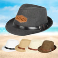 Custom Brand Gift Fedora Paper Hat with Image Logo for Outdoor Travel Classic Mens Summer Trilby