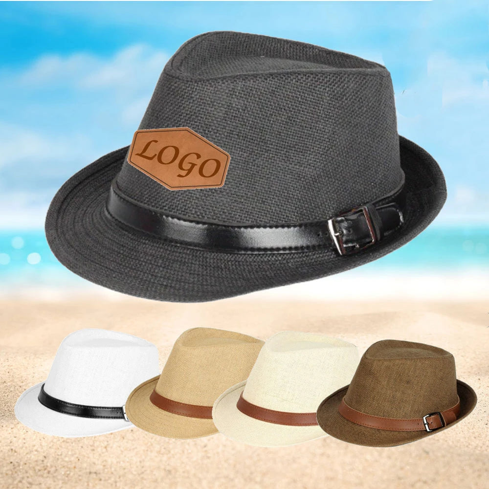 Custom Brand Gift Fedora Paper Hat with Image Logo for Outdoor Travel Classic Mens Summer Trilby