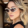 UNOC 2023 New Luxury Y2K Sunglasses Diamond Hollowed Design Blue/Gray PC Frame Acrylic Fashionable Personalities for Women