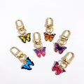 Dainty Metal Key Bag Charm Enamel Butterfly Keychain Accessory for Women
