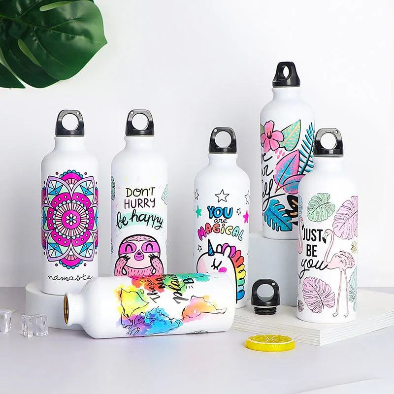 Wholesale Personalized Customization Cold Color Changing Cartoon Pattern Aluminium Sports Drink Water Bottle for Outdoor Cycling