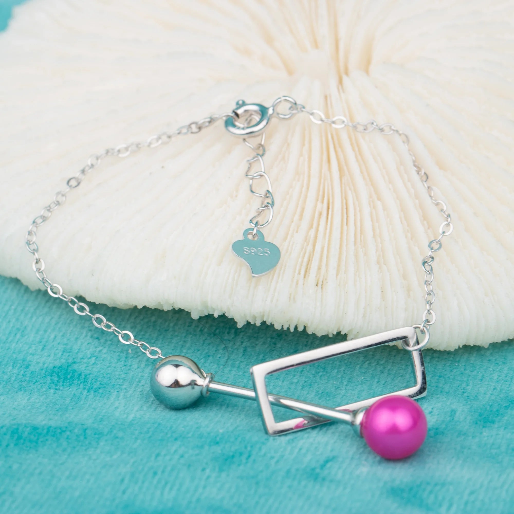 B030171 DIY 6-8mm Natural Freshwater Pearl Bracelet Accessory 925 Sterling Silver Adjustable Chain Bracelet for Women