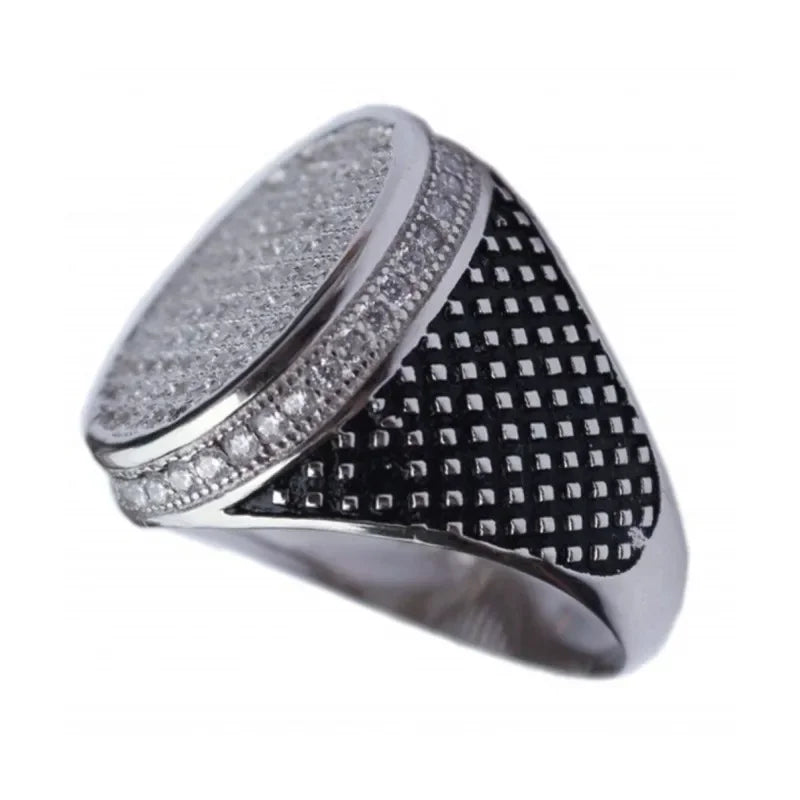 BOCAI Retro Rivet Pattern Inlaid Micro Zircon New Fashion Punk Silver Ring Men Rhodium Diamond Gift Men Wholesale Silver S925