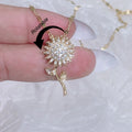 G1599 Trendy Spinner Micro Inlaid Flower Zircon Pendant Necklaces Rotating Sunflower Necklace