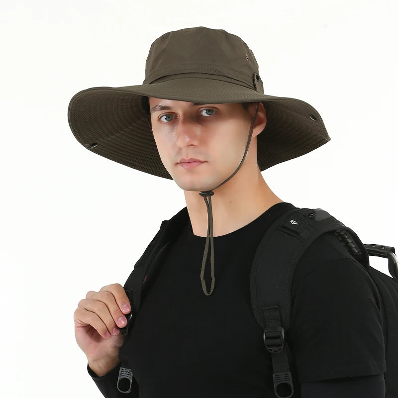 Solid Foldable Big Brim Bucket Hat Men Women Summer Outdoor Sun Sunshade Cap Waterproof Fisherman Hats