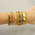 High Quality 18K Gold Plated Stainless Steel Bracelet Non Fade Square Hollow Colored Beaded Bracelet for Women
