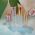 Wholesale Swirl Glass Roll-on Bottle 5ml 10ml with Gold Cap & Rose Gold Lid Steel Roller & Screw Cap for Essential Oils Sealing