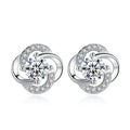 Fashion Simple Personality Korean Style Silver-plated Diamond Rotating Four-leaf Clover Earring Jewelry for Women