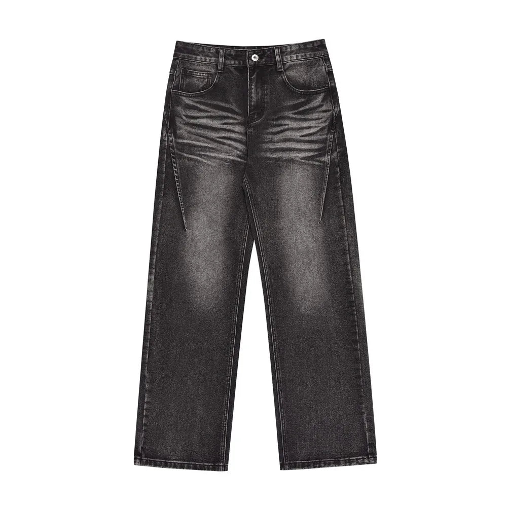 Wholesale Factory New Design Retro Washed Straight-leg Denim Trousers Washed Denim Pants for Outdoor