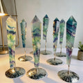 Hot Sale Carved Fluorite Point Wand Natural Crystal Colorful Healing Stone for Tower Decoration
