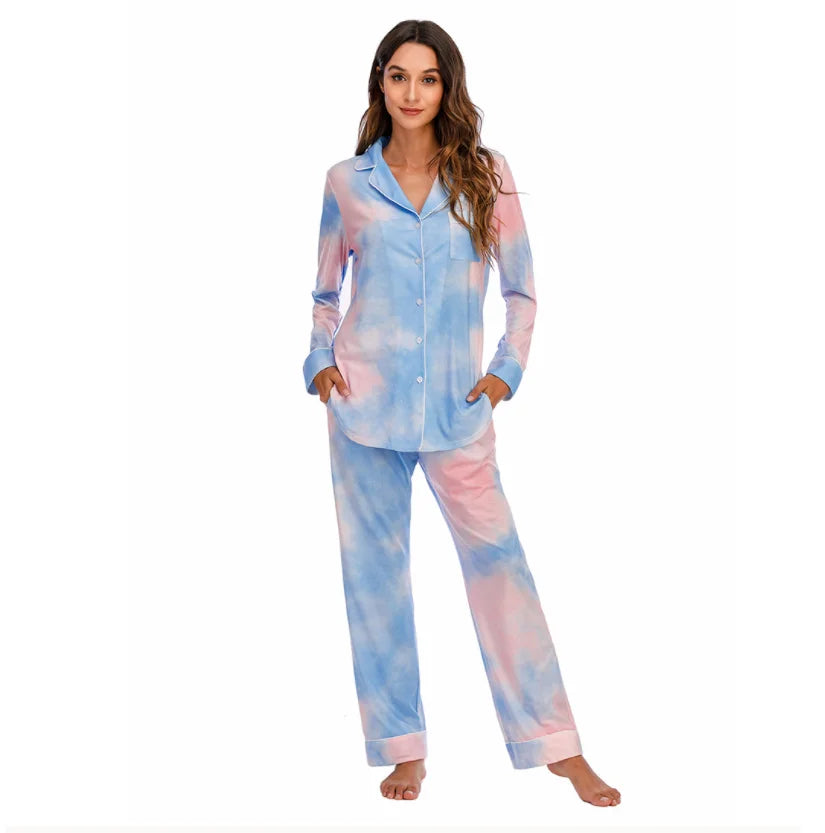 Summer Fashion Woman Pajamas Sleepwear Long Sleeve Loungewear Pajamas