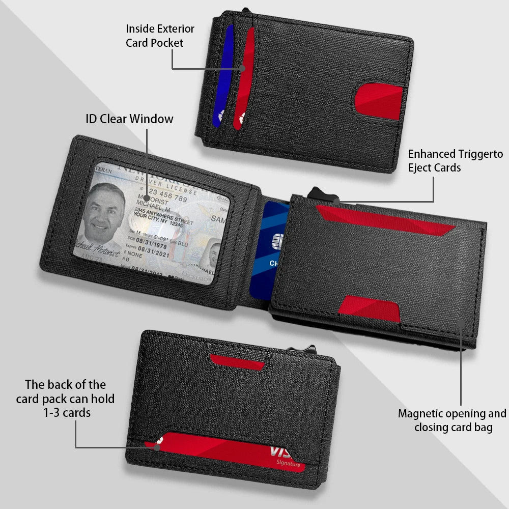 USA Delivered Duty Paid DDP Customizable Minimalist RFID Blocking Card Wallet for Men Laserable Logo Premium Leather