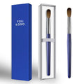 Custom Logo Blue Wood Handle 100% Kolinsky Bristle Nail Art Brush Luxury Oval Acrylic Brush Professional Crimped Nail Art Tools