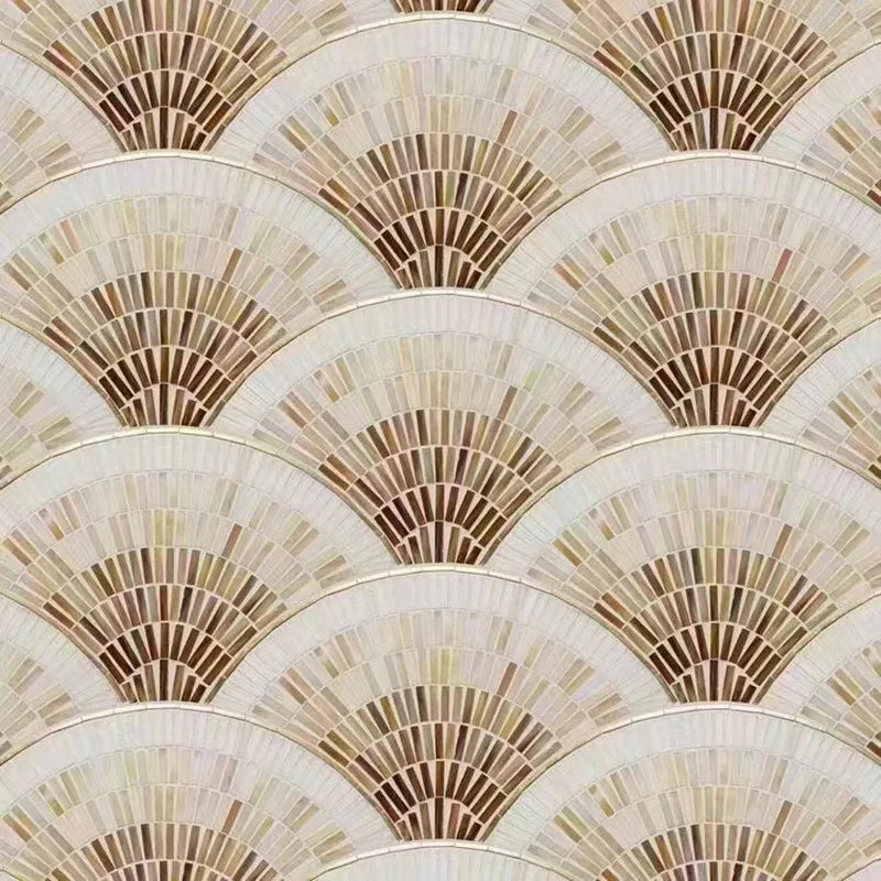 Backsplash Colorful Fan Fish Scale Art Pink Green Wall Floor Mural Bathroom Glass Mosaic Tile