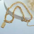 Letter Dainty Stainless Steel Rectangle Pendant 18k Gold Plated Pendant Heart Necklace