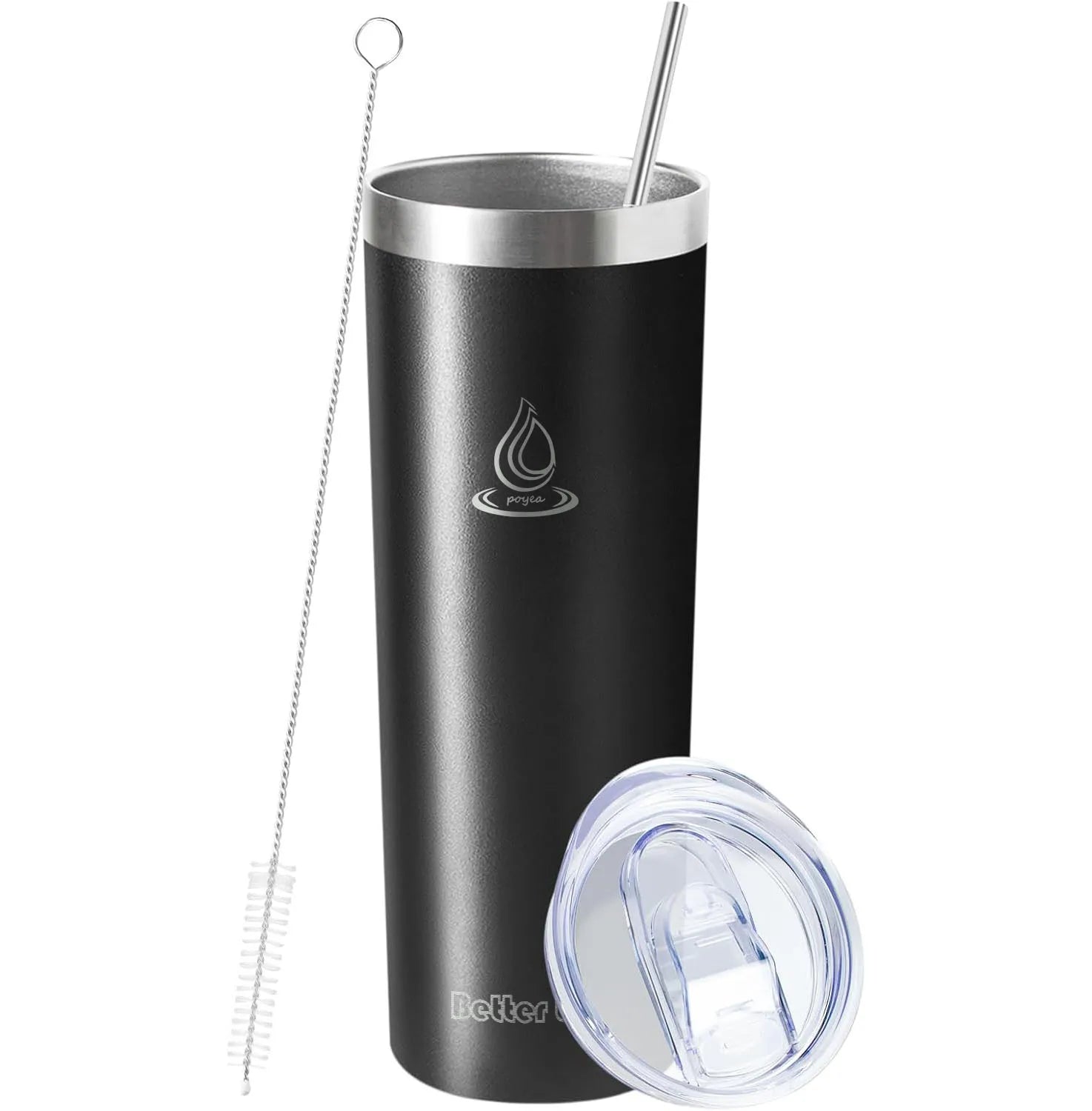 2022 Poyea PY-ST353 20 oz Pink Stainless Steel Tumbler Multiple Lids Straw Double Wall Vacuum Insulation 6-12hr Thermal