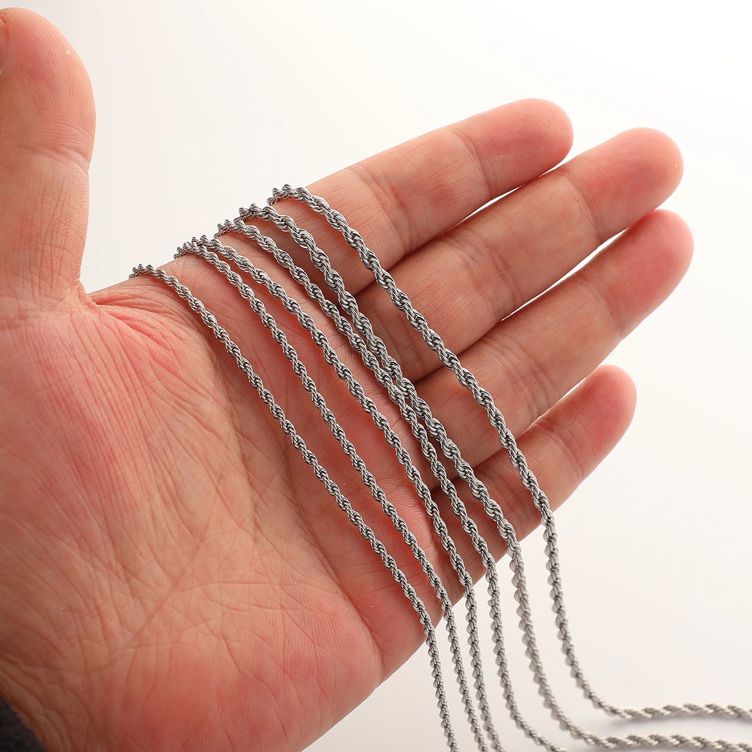 Factory Wholesale PVD Plating Gold Silver Rope Chain Stainless Steel 2mm 3mm Rope Chain Necklace for Man Women