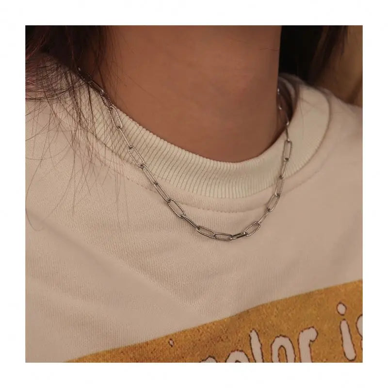 Chris April in Stock Fashion Jewelry PVD Gold Plated 316L Stainless Steel Waterproof Grinded Linked Chain Necklace