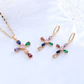 Hot Selling American Fashion Cross Western Catholic Prayer 18k Gold Plated  Necklace and Earring Sets