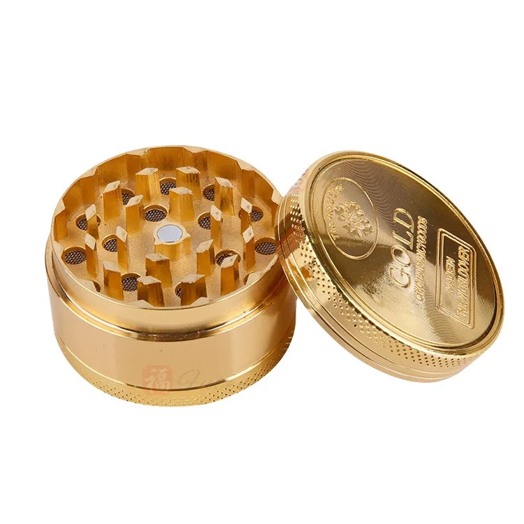 Hot Sales Golden Herb Grinder Tobacco 3 Parts 50mm Spice Crusher Smoking Accessories Metal Tobacco Golden Grinder