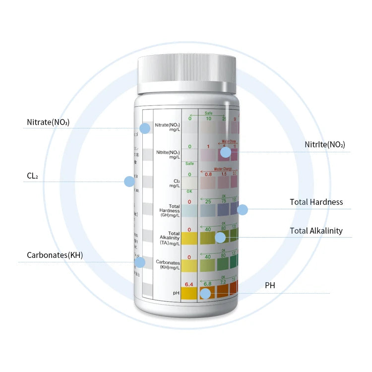 Natural Packaging Water Aquarium test Kit 7 Parameters for Use in Aquarium Fish tank Water Testing