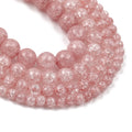 Wholesale Natural Stone 6 8 10mm Pink Cracked Crystal Round Loose Stone Beads for Jewelry Diy Making