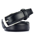 Formal Black Brown Business Dress Cowhide Leather Men's Thin Belts Classic With Pin Buckle