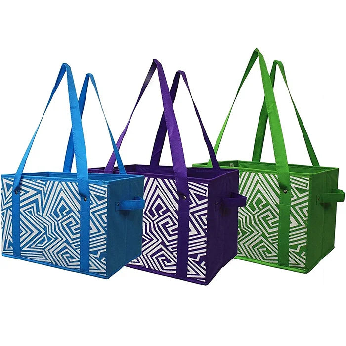 Ruthbag Deluxe Collapsible Reusable Grocery Bag Set Convenient Foldable Shopping Boxes Bin with Reinforced Bottom Storage Cubes