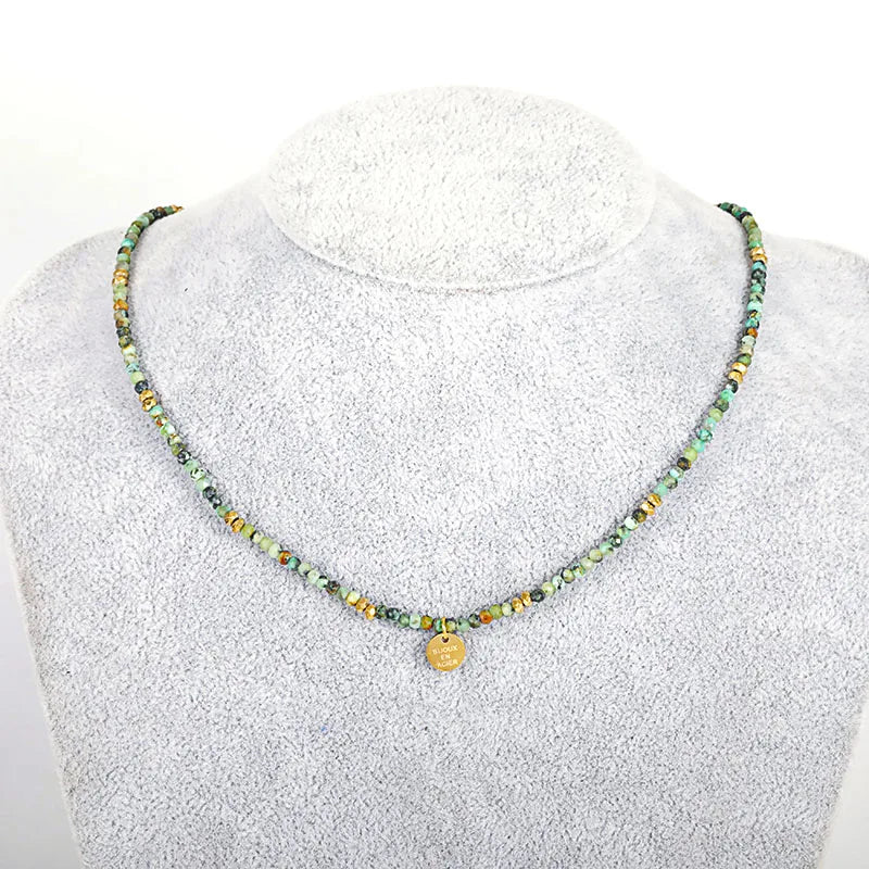 Hand Made Jewelry Quartz Gemstone Necklace Stone Semi-precious Jade Faceted Round Natural 2MM Necklaces Beads