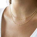Dainty Thin Double Layering Satellite Chain Choker Necklace Gold Beads Necklaces For Women