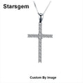 Starsgem Cross Lab Diamond Jewelry 9K Solid Gold Chain Lab Grown Diamond Pendant Necklace