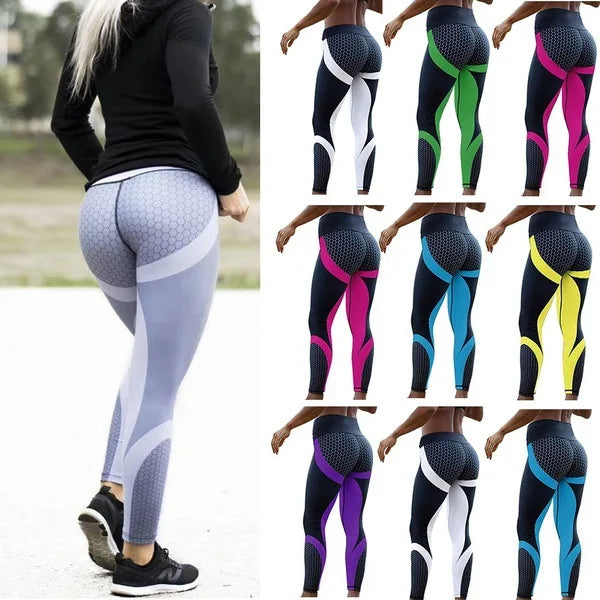 Guangzhou Auyan High-Waisted Geometric Honeycomb Yoga Leggings Breathable Digital Print Hip Lift Exercise Woven Style