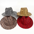 New Wide Brim Leopard Fedora Unisex Ladies Artificial Wool Blend Felt Hats for Women Men Party Trilby Jazz Church Hat Panama Cap