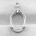 Sterling Silver 14*18mm Semi Mount Pendant Empty Frame Blank Support Setting S925 Base Holder Without Center Stone for DIY Inlay