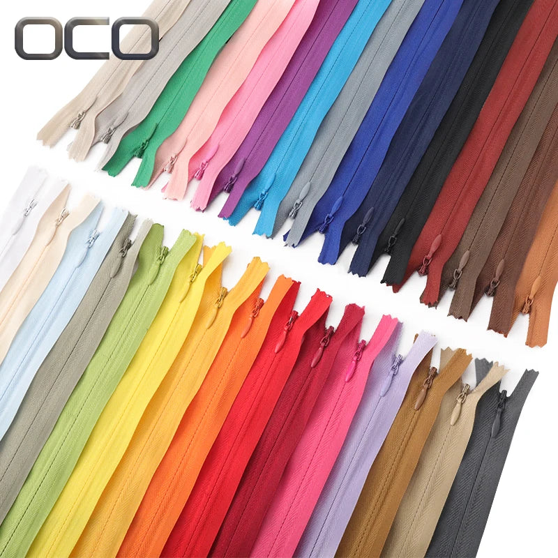 OCO 3# Nylon Invisible Zipper Custom Color Closed End - Auto Lock Slider Smooth Concealed Zip - Dress Garment Cushion