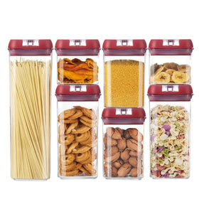 SY Set of 7 Airtight Plastic Canisters Lids Household Food Storage Container for Kitchen Pantry Organization Canned Rice Storage