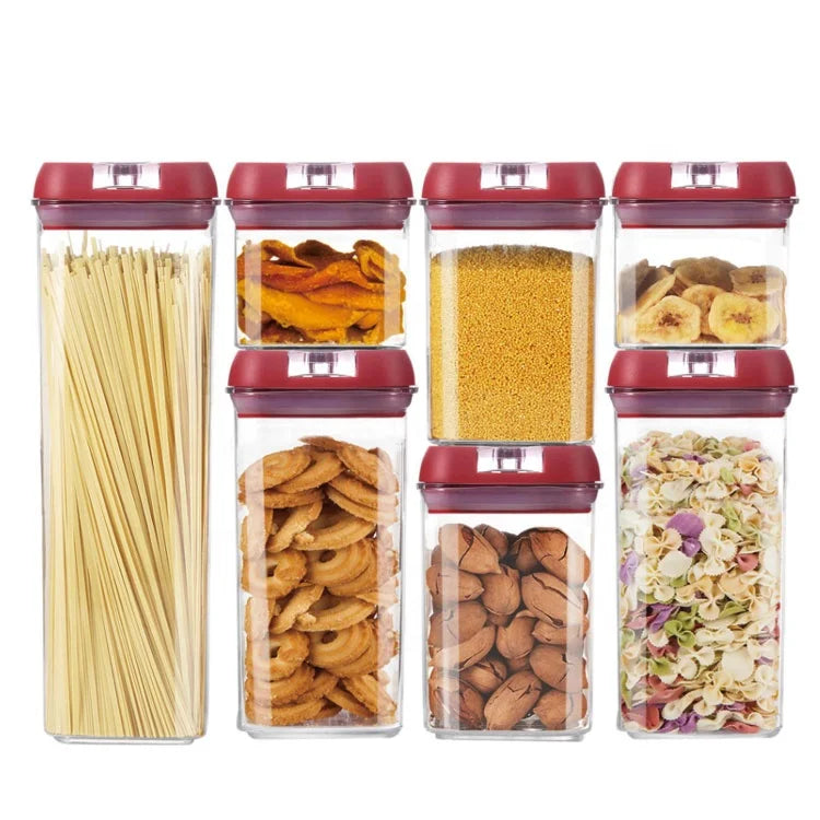 SY Set of 7 Airtight Plastic Canisters Lids Household Food Storage Container for Kitchen Pantry Organization Canned Rice Storage