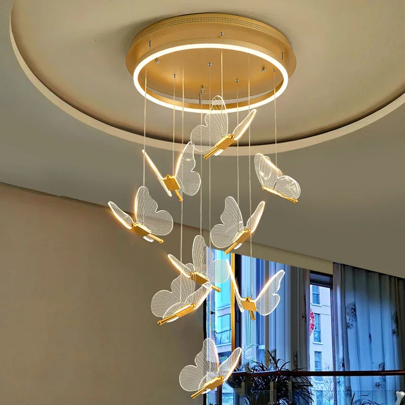 Art Design Butterfly Living Room Chandelier Modern Simple Creative Personality Duplex Luxury Dining Room Pendant Lights