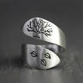 ODM Men's Vintage Wrapping Rings Three Leaves Tree Life Opening Ring 925 Silver Plated Handmade Jewelry Trendy Style Main Brass
