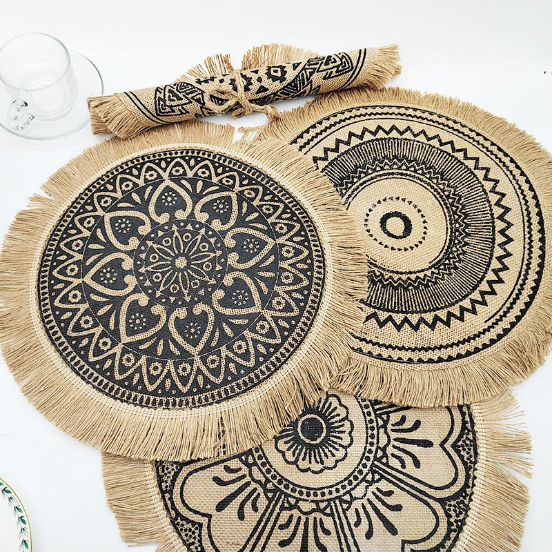 Hot European Style Kitchen Dinner Room Natural Linen Woven Placemat Kitchen Table Place Mats
